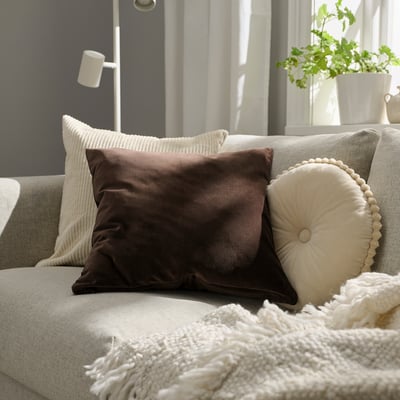 SANELA Funda para cojín, marrón oscuro, 20x20 "