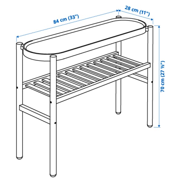 SATSUMAS Pedestal para plantas, bambú/blanco, 27 ½ "