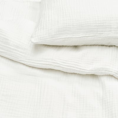 SCHERSMIN Funda nórdica+funda(s) de almohada, blanco, Tamaño King