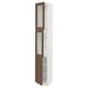 SEKTION Gabinete alto+2 puertas vidrio/1 pt, blanco Enköping/marrón efecto de nogal, 15x15x90 "