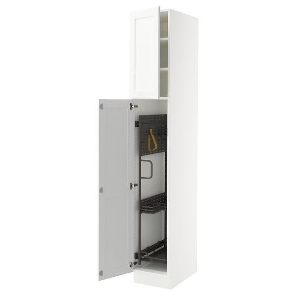 SEKTION Gabinete alto/accsr int extraíbles, blanco Enköping/blanco efecto madera, 15x24x90 "
