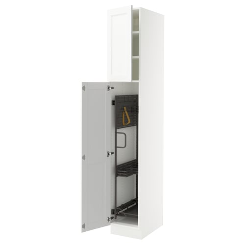 SEKTION Gabinete alto/accsr int extraíbles, blanco Enköping/blanco efecto madera, 15x24x90 "