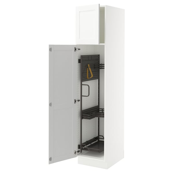 SEKTION Gabinete alto/accsr int extraíbles, blanco Enköping/blanco efecto madera, 18x24x80 "