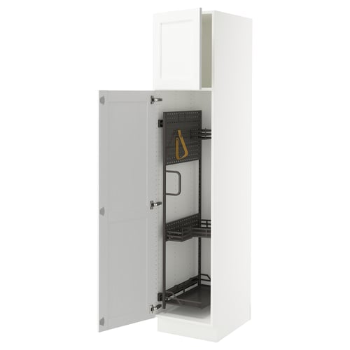 SEKTION Gabinete alto/accsr int extraíbles, blanco Enköping/blanco efecto madera, 18x24x80 "