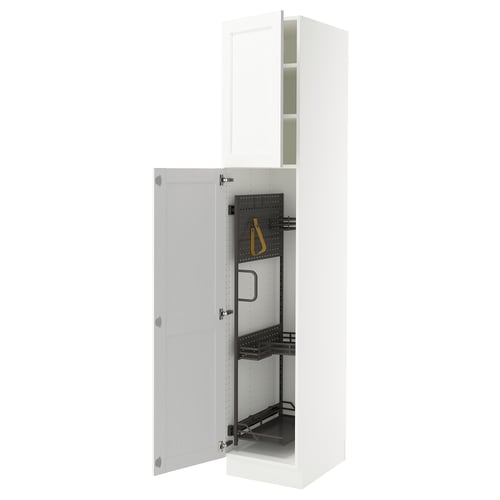 SEKTION Gabinete alto/accsr int extraíbles, blanco Enköping/blanco efecto madera, 18x24x90 "