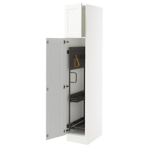 SEKTION Gabinete alto/accsr int extraíbles, blanco Enköping/blanco efecto madera, 15x24x80 "