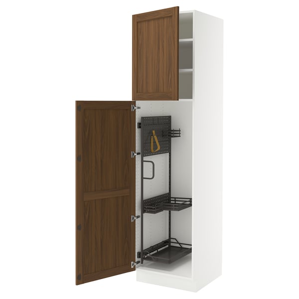 SEKTION Gabinete alto/accsr int extraíbles, blanco Enköping/marrón efecto de nogal, 24x24x90 "