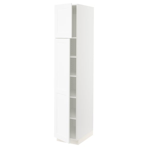 SEKTION Gabinete alto+estantes/2 puertas, blanco Enköping/blanco efecto madera, 15x24x80 "