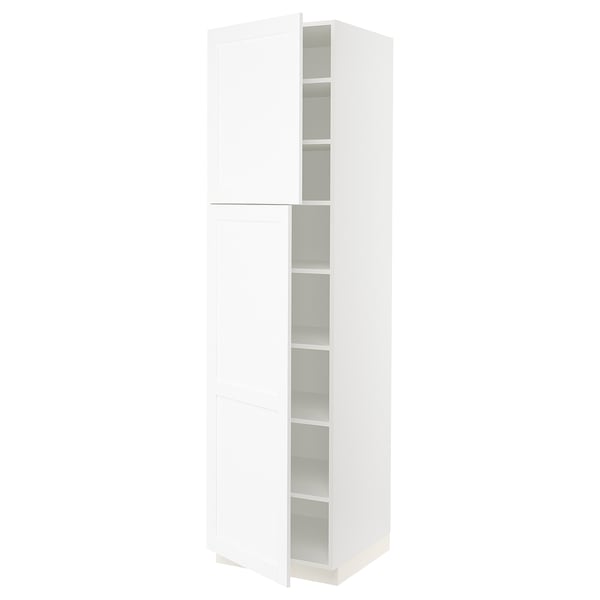 SEKTION Gabinete alto+estantes/2 puertas, blanco Enköping/blanco efecto madera, 24x24x90 "