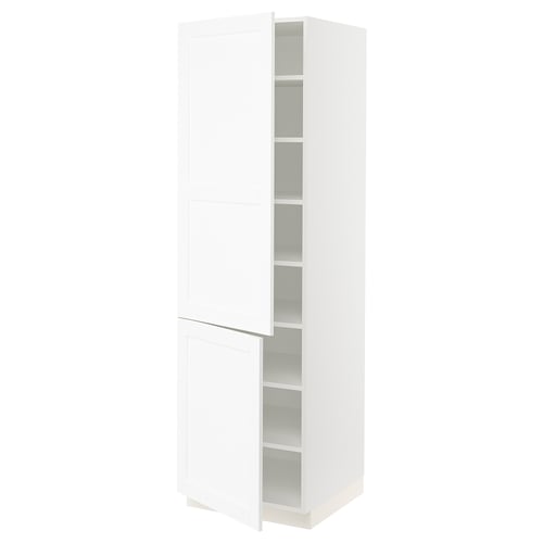 SEKTION Gabinete alto+estantes/2 puertas, blanco Enköping/blanco efecto madera, 24x24x80 "
