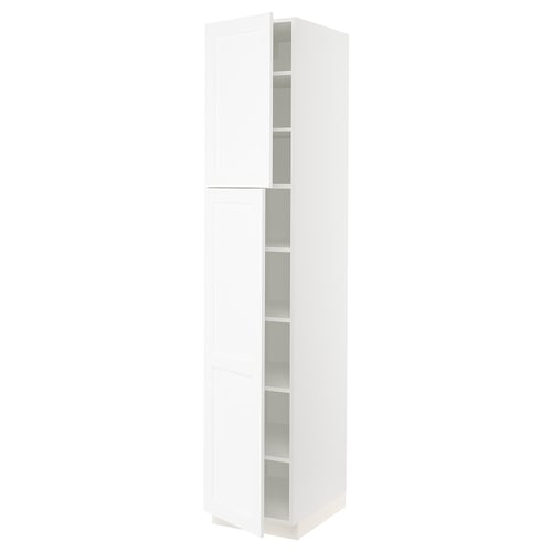 SEKTION Gabinete alto+estantes/2 puertas, blanco Enköping/blanco efecto madera, 18x24x90 "