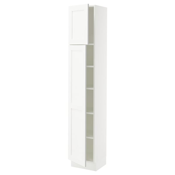 SEKTION Gabinete alto+estantes/2 puertas, blanco Enköping/blanco efecto madera, 15x15x80 "