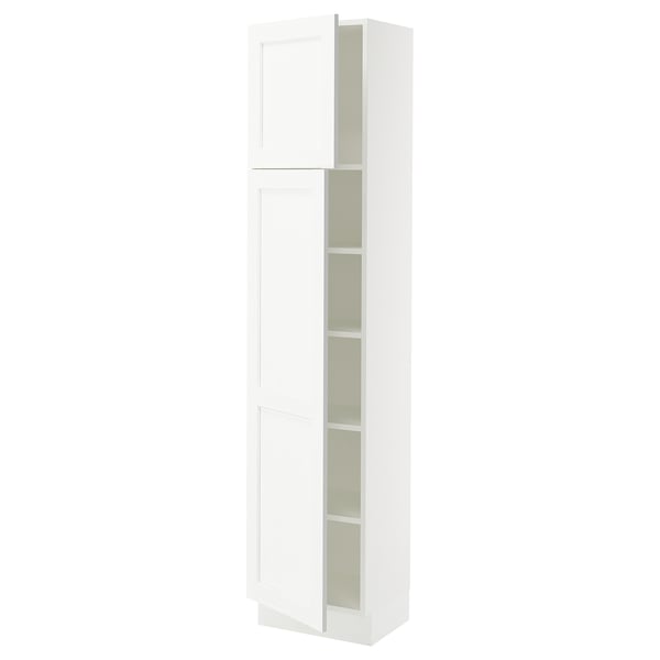 SEKTION Gabinete alto+estantes/2 puertas, blanco Enköping/blanco efecto madera, 18x15x80 "