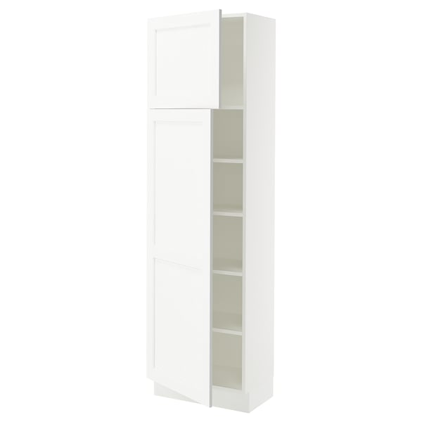 SEKTION Gabinete alto+estantes/2 puertas, blanco Enköping/blanco efecto madera, 24x15x80 "