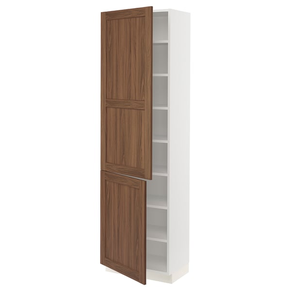 SEKTION Gabinete alto+estantes/2 puertas, blanco Enköping/marrón efecto de nogal, 24x15x80 "