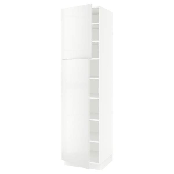 SEKTION Gabinete alto+estantes/2 puertas, blanco/Ringhult blanco, 24x24x90 "
