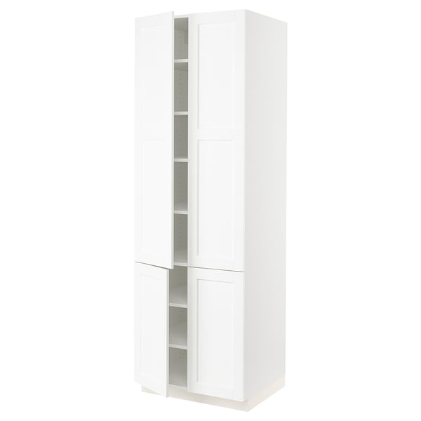 SEKTION Gabinete alto+estantes/4 puertas, blanco Enköping/blanco efecto madera, 30x24x90 "