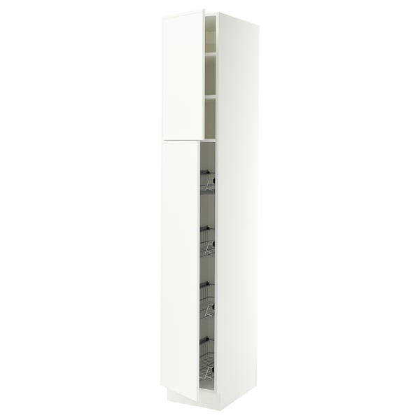 SEKTION Gabinete alto+prta/canastas alambre, blanco/Aspudden blanco mate, 15x24x90 "