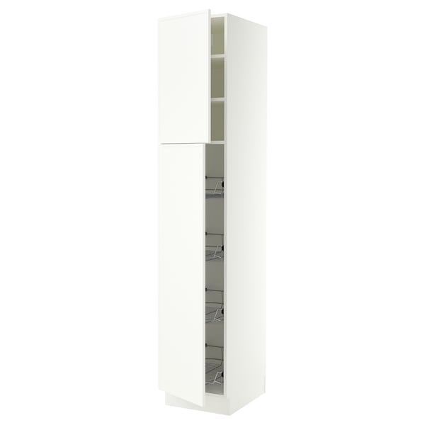 SEKTION Gabinete alto+prta/canastas alambre, blanco/Aspudden blanco mate, 18x24x90 "