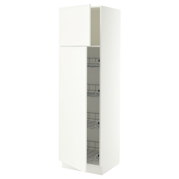 SEKTION Gabinete alto+prta/canastas alambre, blanco/Aspudden blanco mate, 24x24x80 "