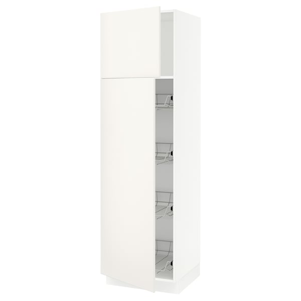 SEKTION Gabinete alto+prta/canastas alambre, blanco/Veddinge blanco, 24x24x80 "