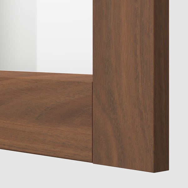 SEKTION Gabinete alto+puerta vidrio/2 prta, blanco Enköping/marrón efecto de nogal, 18x15x90 "