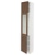 SEKTION Gabinete alto+puerta vidrio/2 prta, blanco Enköping/marrón efecto de nogal, 18x15x90 "