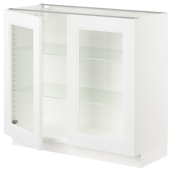 SEKTION Gabinete bajo+2 puertas de vidrio, blanco/Axstad blanco mate, 36x15x30 "
