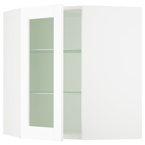 SEKTION Gabinete bajo esq+estantes/prta vdr, blanco Enköping/blanco efecto madera, 26x15x30 "