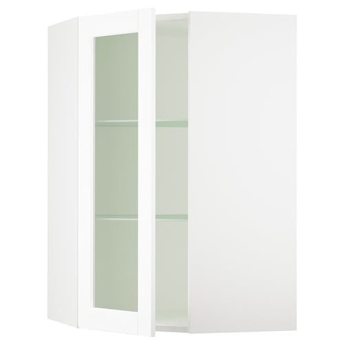 SEKTION Gabinete bajo esq+estantes/prta vdr, blanco Enköping/blanco efecto madera, 26x15x40 "