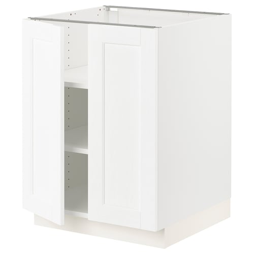 SEKTION Gabinete bajo+estantes/2 puertas, blanco Enköping/blanco efecto madera, 24x24x30 "