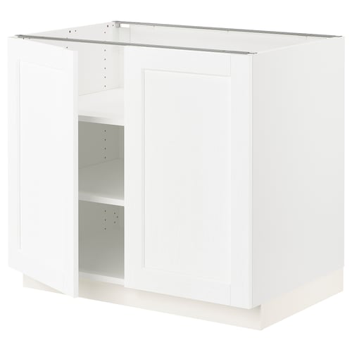 SEKTION Gabinete bajo+estantes/2 puertas, blanco Enköping/blanco efecto madera, 36x24x30 "
