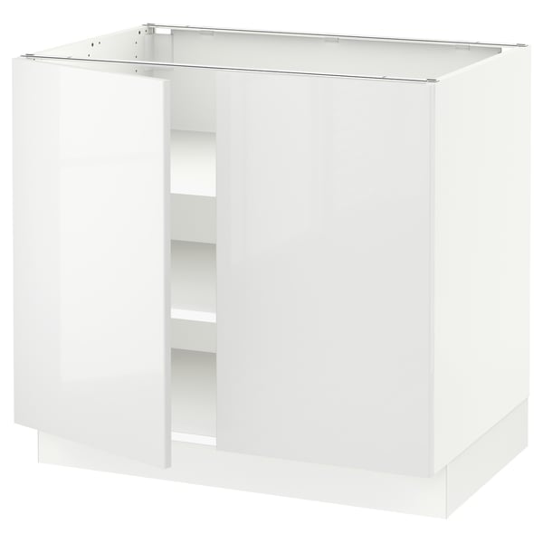 SEKTION Gabinete bajo+estantes/2 puertas, blanco/Ringhult blanco, 36x24x30 "
