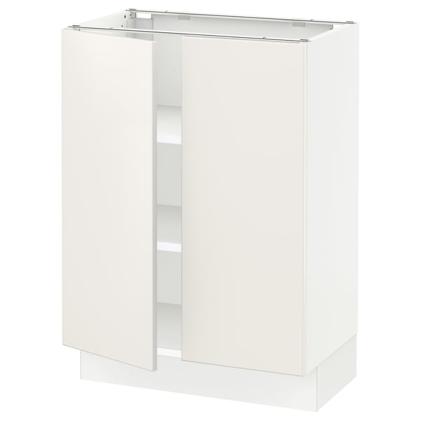 SEKTION Gabinete bajo+estantes/2 puertas, blanco/Veddinge blanco, 24x15x30 "