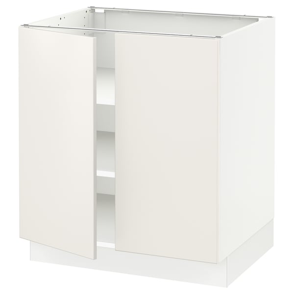 SEKTION Gabinete bajo+estantes/2 puertas, blanco/Veddinge blanco, 30x24x30 "