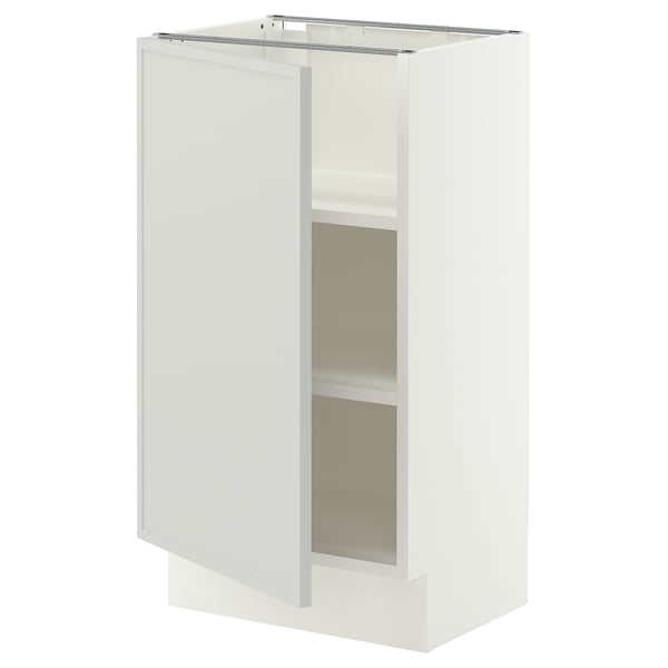 SEKTION Gabinete bajo+estantes, blanco/Aspudden gris claro, 18x15x30 "