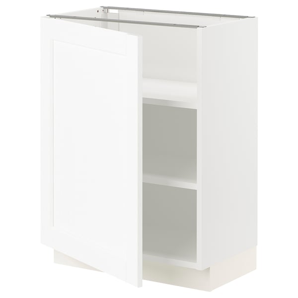 SEKTION Gabinete bajo+estantes, blanco Enköping/blanco efecto madera, 24x15x30 "