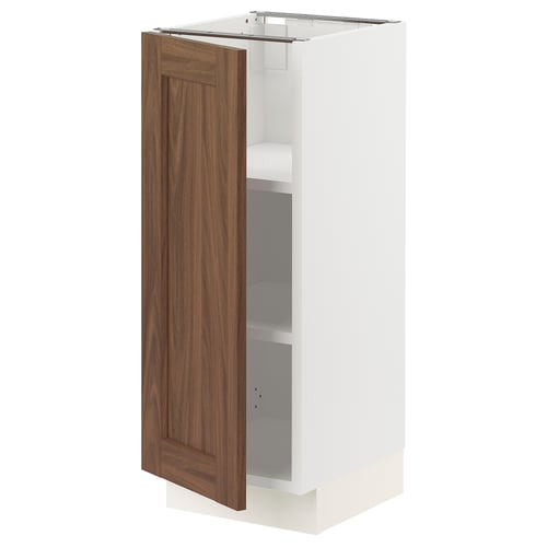 SEKTION Gabinete bajo+estantes, blanco Enköping/marrón efecto de nogal, 12x15x30 "