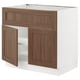 SEKTION Gabinete bajo estufa/extractor+2 pt, blanco Enköping/marrón efecto de nogal, 36x24x30 "