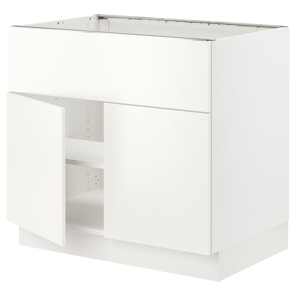 SEKTION Gabinete bajo estufa/extractor+2 pt, blanco/Havstorp beige, 36x24x30 "