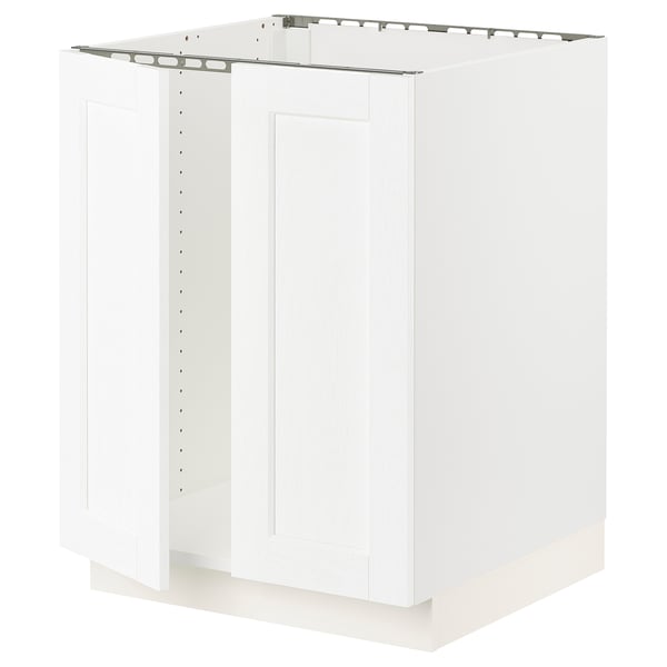 SEKTION Gabinete bajo fregadero+2 puertas, blanco Enköping/blanco efecto madera, 24x24x30 "