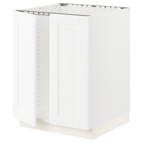 SEKTION Gabinete bajo fregadero+2 puertas, blanco Enköping/blanco efecto madera, 24x24x30 "