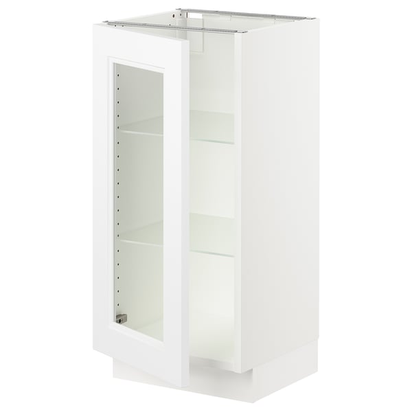 SEKTION Gabinete bajo+puerta de vidrio, blanco/Axstad blanco mate, 15x15x30 "