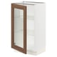 SEKTION Gabinete bajo+puerta de vidrio, blanco Enköping/marrón efecto de nogal, 18x15x30 "