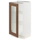 SEKTION Gabinete bajo+puerta de vidrio, blanco Enköping/marrón efecto de nogal, 15x15x30 "