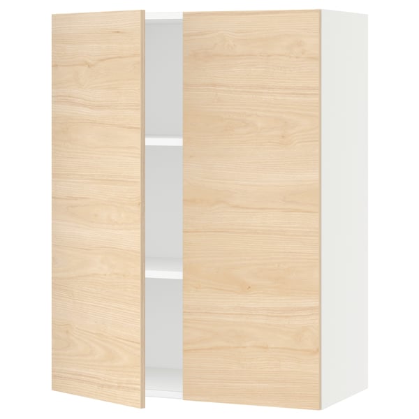 SEKTION Gabinete de pared+2 puertas, blanco/Askersund efecto de fresno claro, 30x15x40 "