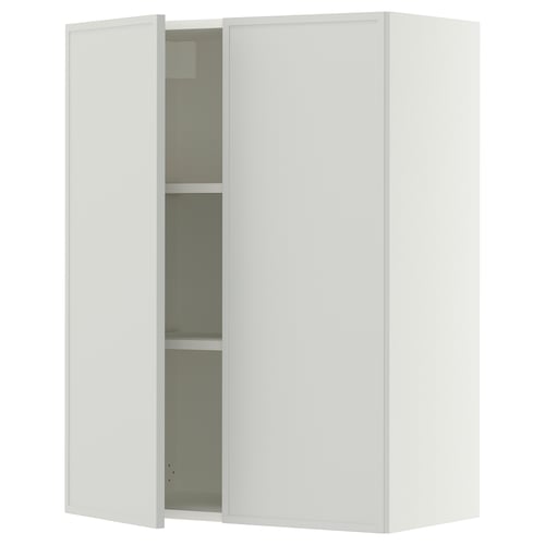 SEKTION Gabinete de pared+2 puertas, blanco/Aspudden gris claro, 30x15x40 "
