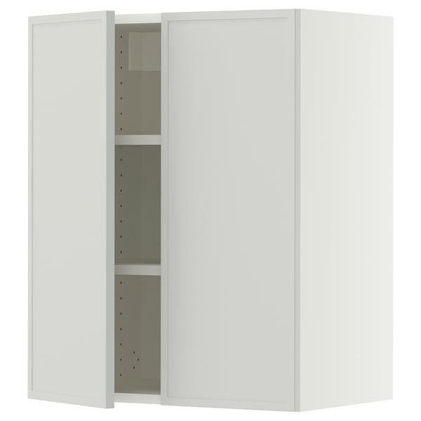 SEKTION Gabinete de pared+2 puertas, blanco/Aspudden gris claro, 24x15x30 "