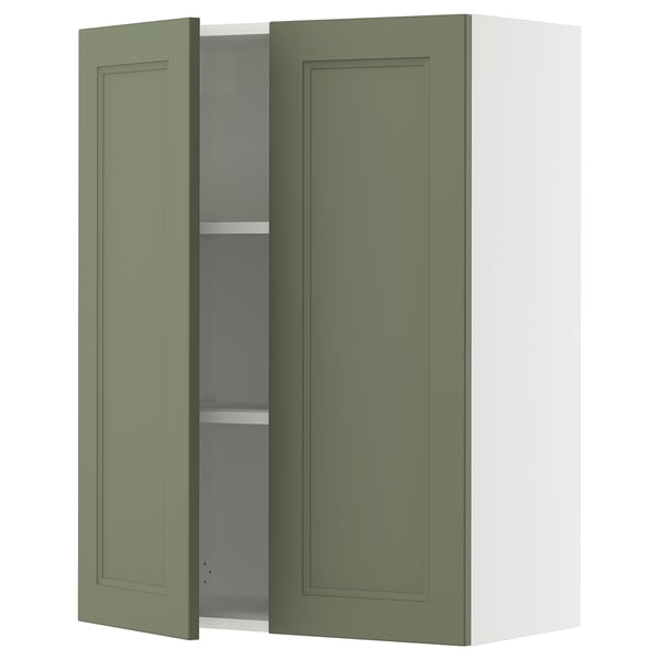 SEKTION Gabinete de pared+2 puertas, blanco/Axstad gris-verde, 30x15x40 "