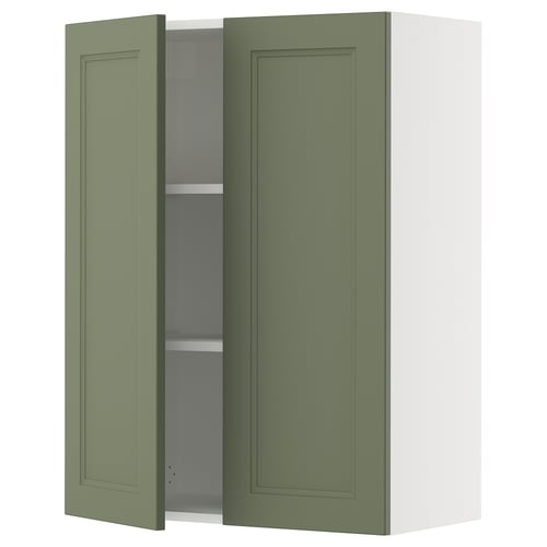 SEKTION Gabinete de pared+2 puertas, blanco/Axstad gris-verde, 30x15x40 "